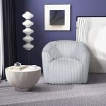 Mira Light Grey Velvet Swivel Chair - Image 2