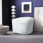 Mira White Velvet Swivel Chair - Image 2