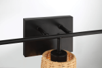 Moonlit Three Lights Wall Sconce With Rattan Shade, Bathroom Lighting Fixtures Over Mirror - Image 5