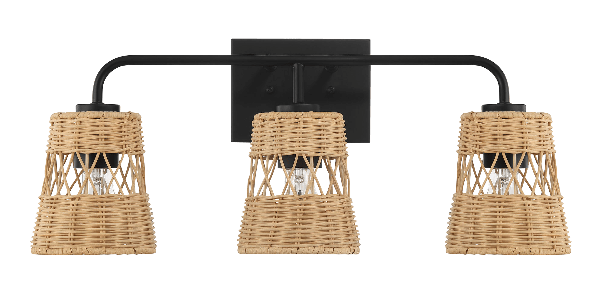 Moonlit Three Lights Wall Sconce With Rattan Shade Moonlit Three Lights Wall Sconce With Rattan Shade
