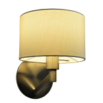 Nebula Brushed Nickel Base Wall Lamp with Rotary Switch White Fabric Shade - Image 2
