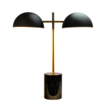 Nova Hydro Black Table Lamp with On/Off Switch Double Lamp with Faux Marble Base - Image 2