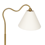 Ornate Brass Ring Base Curved Table Lamp with Triangle White Drum Shade - Image 3