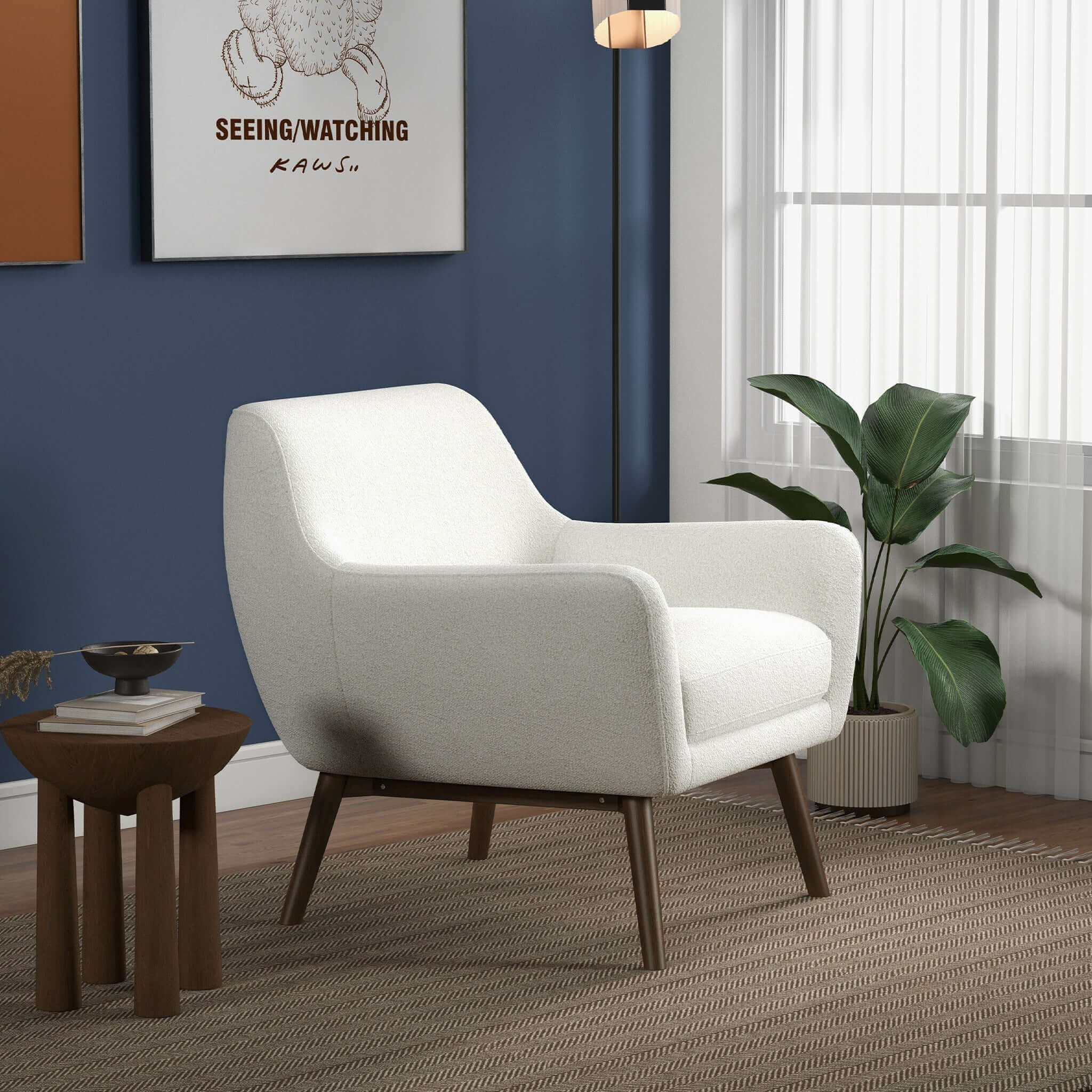 Panom White Boucle Lounge Chair Panom White Boucle Lounge Chair