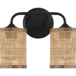 Quell Double Light Vanity With Natural Rattan Shade Wall Lamp