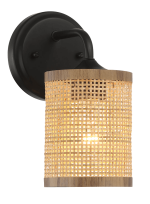Reef Single Lights Wall Sconce With Natural Rattan Shade Rustic Wicker Wall Light - Image 2