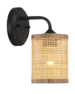 Reef Single Lights Wall Sconce With Natural Rattan Shade Rustic Wicker Wall Light - Image 3