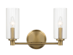 Regal Double Light Vanity With Clear Ribbed Glass - Satin Brass - Image 2