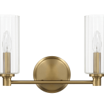 Regal Double Light Vanity With Clear Ribbed Glass - Satin Brass
