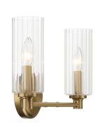 Regal Double Light Vanity With Clear Ribbed Glass - Satin Brass - Image 3