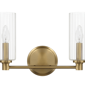 Regal Double Light Vanity With Clear Ribbed Glass - Satin Brass