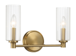 Regal Double Light Vanity With Clear Ribbed Glass - Satin Brass - Image 5