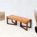 Riley Tan Leather Bench - Image 4