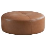 Rochelin Tan Leather Ottoman - Image 3