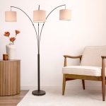 Royal 3-Arm Metal Arc Floor Lamp, Oil Rubbed Bonze with Linen Shade, 4 way Rotary Switch - Image 5