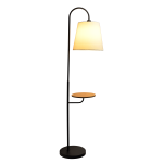 Seoul Black Floor Lamp with Rotary Switch Wood Table Metal Base - Image 2