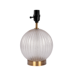 Serenity Round Ribbed Glass Lamp Base Clear Table Lamp Large Linen Shade - Image 5