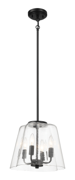 Soiree Four Candle Lights Pendant With Clear Glass - Black Finish - Image 2