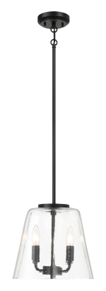 Soiree Four Candle Lights Pendant With Clear Glass - Black Finish - Image 3