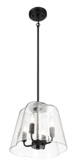 Soiree Four Candle Lights Pendant With Clear Glass - Black Finish - Image 4