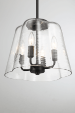 Soiree Four Candle Lights Pendant With Clear Glass - Black Finish - Image 5