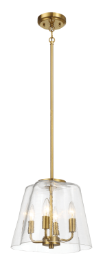Soiree Four Candle Lights Pendant With Clear Glass - Satin Brass - Image 2