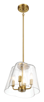 Soiree Four Candle Lights Pendant With Clear Glass - Satin Brass - Image 4
