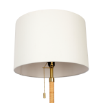 Stellar Wood Rattan Tube , Gold Brass Metal and White Linen Shade Floor Lamp - Image 4