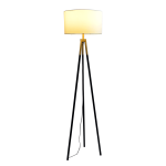 Sway Brassed Gold Floor Lamp with On/Off Switch Triple Legs White Fabric Shade - Image 2