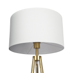Sway Brassed Gold Floor Lamp with On/Off Switch Triple Legs White Fabric Shade - Image 3