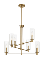 Timeless Six Lights Chandelier With Clear Ribbed Glass - Satin Brass - Image 2