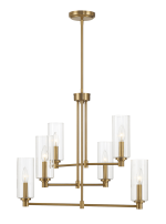 Timeless Six Lights Chandelier With Clear Ribbed Glass - Satin Brass - Image 3