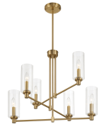 Timeless Six Lights Chandelier With Clear Ribbed Glass - Satin Brass - Image 4