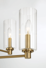 Timeless Six Lights Chandelier With Clear Ribbed Glass - Satin Brass - Image 5