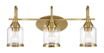 Twilight Three Lights Brushed Gold Contemporary Vanity Light 22"W × 10"H × 7.48"E with Clear Glass - Image 2