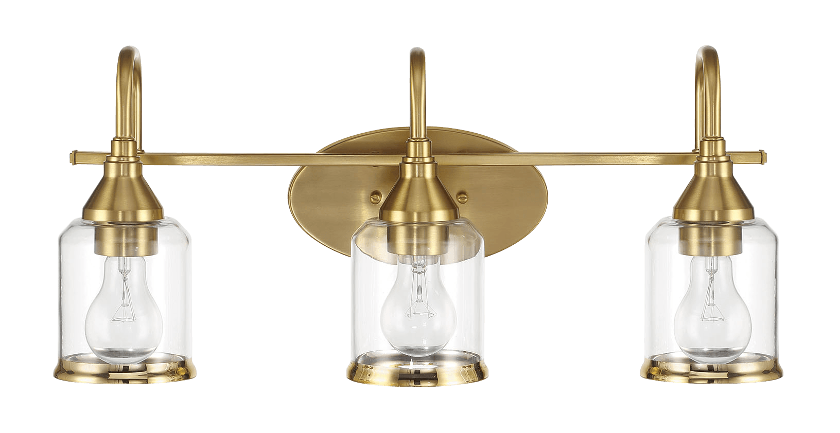 Twilight Three Lights Brushed Gold Contemporary Vanity Light 22"W × 10"H × 7.48"E with Clear Glass Twilight Three Lights Brushed Gold Contemporary Vanity Light 22"W × 10"H × 7.48"E with Clear Glass