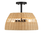 Twinkle Double Lights Semi Flush With Rattan Shade Black Metal Finish for Farmhouse Style - Image 3