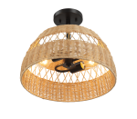 Twinkle Double Lights Semi Flush With Rattan Shade Black Metal Finish for Farmhouse Style - Image 4