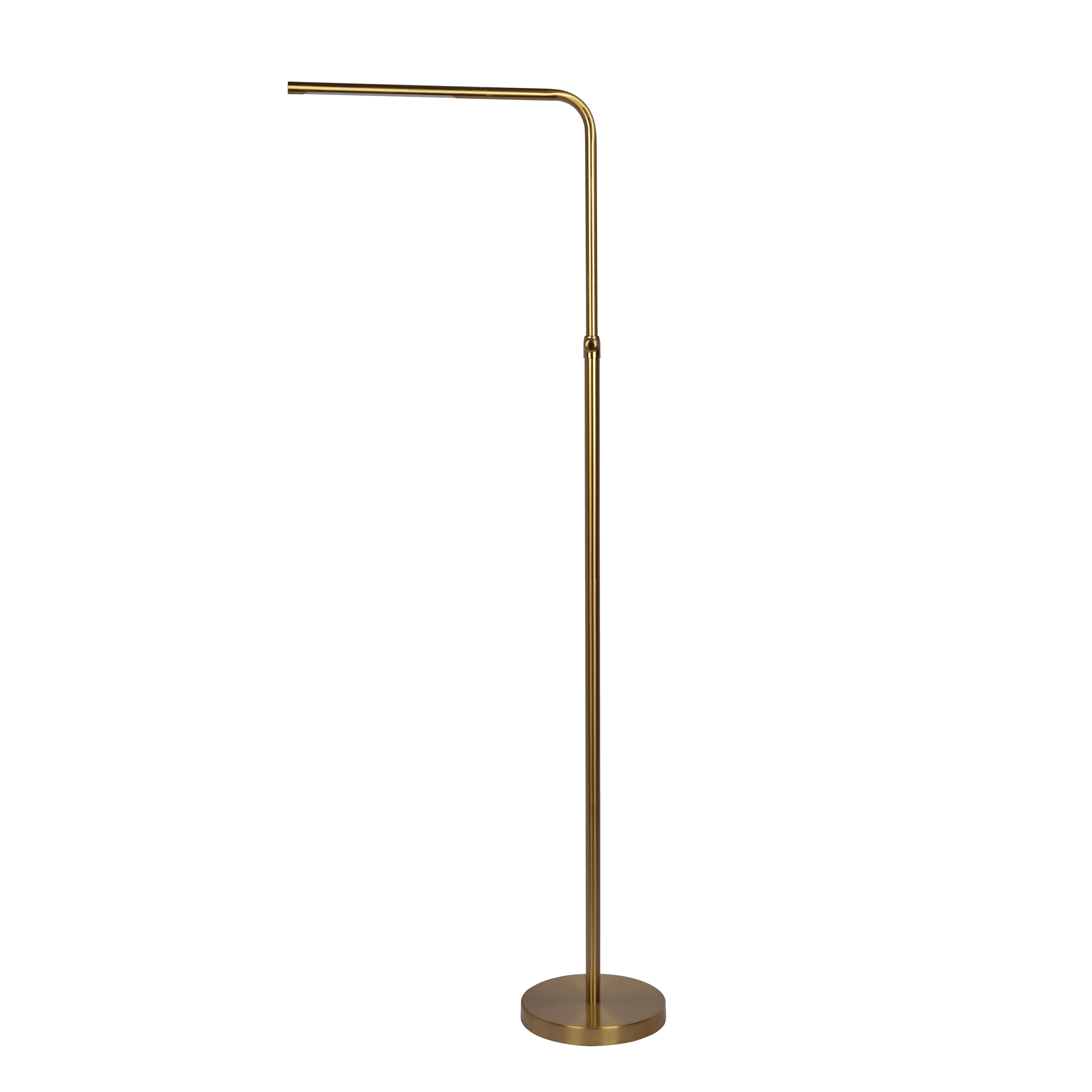 Verve Brassed Gold Floor Lamp with On/Off Switch Adjustable Led Round Base Verve Brassed Gold Floor Lamp with On/Off Switch Adjustable Led Round Base