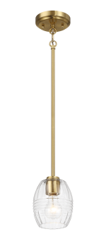 Vista Single Pendant Chain Hanging Light with Clear Glass - Satin Brass - Image 2