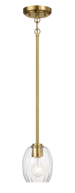 Vista Single Pendant Chain Hanging Light with Clear Glass - Satin Brass - Image 3