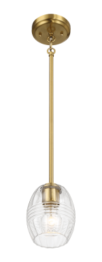 Vista Single Pendant Chain Hanging Light with Clear Glass - Satin Brass - Image 5