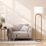 Vivid Brass Ring Base Floor Lamp with Large White Drum Shade - Image 3