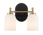 Vortex Two Lights Vanity in Traditional Style for Over Bathroom Mirror Wall Sconce 12.25"W × 10.125"H × 5.5"E With White Frosted Glass - Image 2