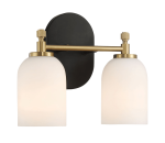 Vortex Two Lights Vanity in Traditional Style for Over Bathroom Mirror Wall Sconce 12.25"W × 10.125"H × 5.5"E With White Frosted Glass - Image 3