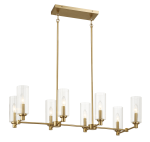 Willow Eight Lights Island With Clear Ribbed Glass Pendant Lamp - Satin Brass - Image 2