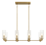 Willow Eight Lights Island With Clear Ribbed Glass Pendant Lamp - Satin Brass - Image 3