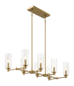 Willow Eight Lights Island With Clear Ribbed Glass Pendant Lamp - Satin Brass - Image 4