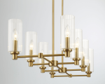 Willow Eight Lights Island With Clear Ribbed Glass Pendant Lamp - Satin Brass - Image 5