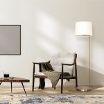Zenith Offset Brass Base Floor Lamp with Drum-shaped Linen Shade - Image 2